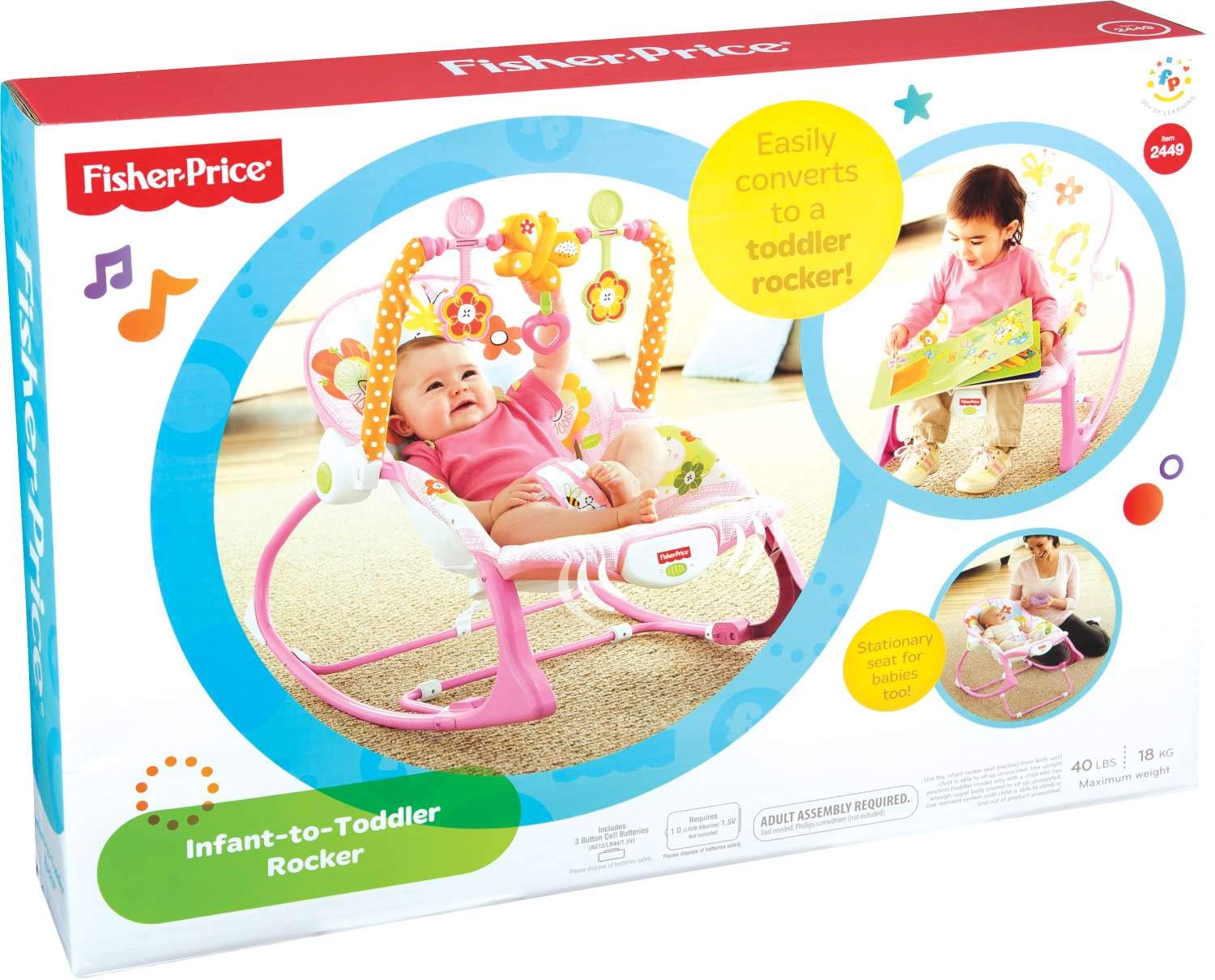 Fisher-Price Infant-to-Toddler Rocker Sleeper Pink Bunny Pattern