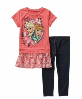 Frozen 2fer Hacci Top with Roll Cuff Leggings Set