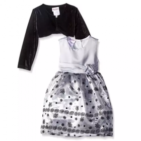 Bluberi Boulevarde Girls Flocked Party Dress - Silver