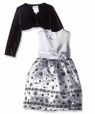 Bluberi Boulevarde Girls Flocked Party Dress - Silver