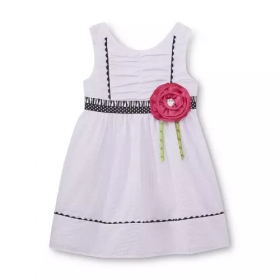 Youngland Dress White with Pink Rosette