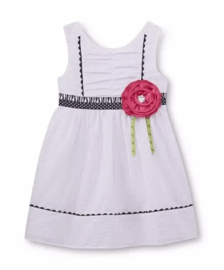 Youngland Dress White with Pink Rosette