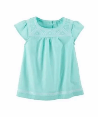 Carter's Cotton Top with Embroidery - Mint Green