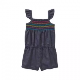 Toddler Girl Chambray Smoked Top Woven Romper