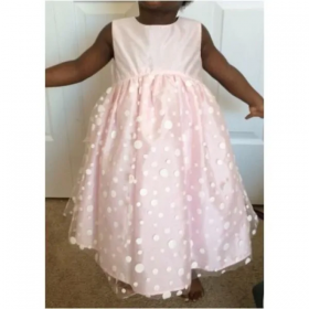 WonderKids Special Occasion Dress with Polka Dotted Mesh