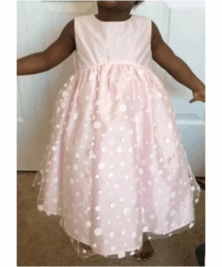 WonderKids Special Occasion Dress with Polka Dotted Mesh
