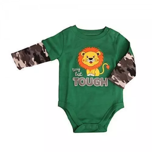 Garanimals Baby Boy's Longsleeve Hang Down Bodysuit-Green and Camo