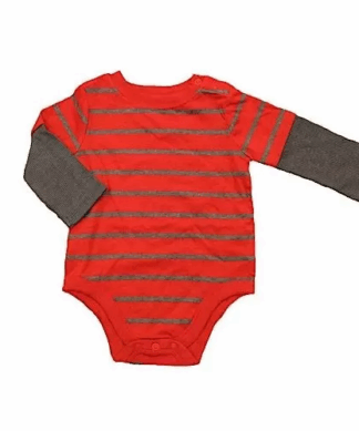 Garanimals Striped Hangdown Polo Bodysuit - Red & Grey