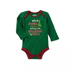Christmas Boys Print Body Suit - Green