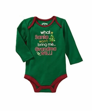 Christmas Boys Print Body Suit - Green