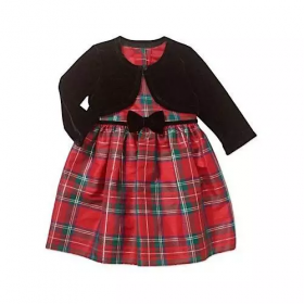 George Toddler Girls Special Occasion Plaid Dress With Velvet Jacket