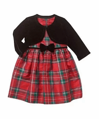 George Toddler Girls Special Occasion Plaid Dress With Velvet Jacket
