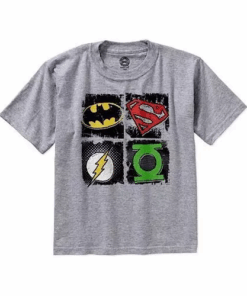 Dc Comics Boys' Justice League 4 Emblem Graphic Tee - Grey