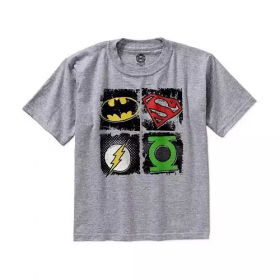 Dc Comics Boys' Justice League 4 Emblem Graphic Tee - Grey
