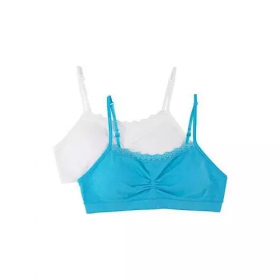 Fruit of the Loom Girls Santoni Bra With Lace - Set Of 2 - Blue & White