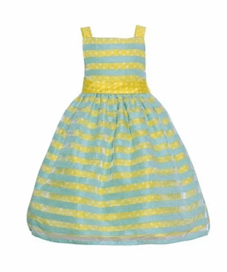 Mia Juliana Girls Special Occasion Polka Dot Stripe Dress