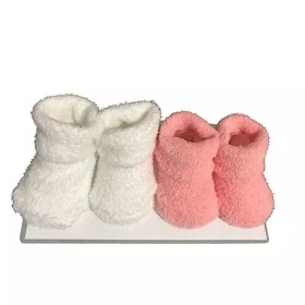 Carter's Baby Girl Towel Booties Socks - White & Pink - 2 Packs
