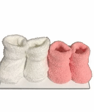 Carter's Baby Girl Towel Booties Socks - White & Pink - 2 Packs