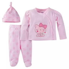 Gerber Newborn Baby Girl 3-Piece Take-Me-Home Set