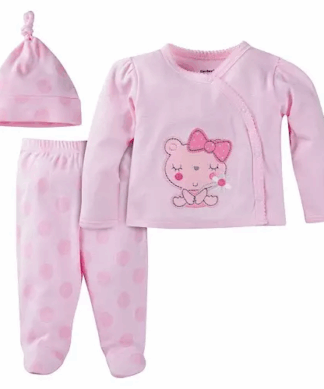 Gerber Newborn Baby Girl 3-Piece Take-Me-Home Set