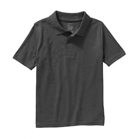 Faded Glory Boy's Short Sleeve Solid Polo Shirt - Dark Grey