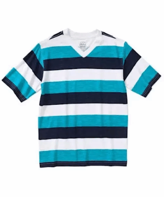 Faded Glory Boys Rugby Striped V-Neck Tee