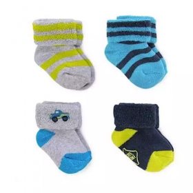 Carter's Child Of Mine Newborn Baby Boy Terry Cuff Socks -4 Pairs