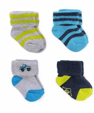 Carter's Child Of Mine Newborn Baby Boy Terry Cuff Socks -4 Pairs