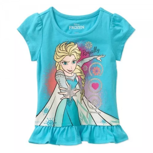 Disney Frozen Girls' Royally Cool Rufflle Hem Tee Shirt