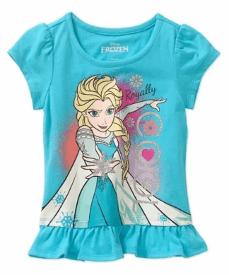 Disney Frozen Girls' Royally Cool Rufflle Hem Tee Shirt