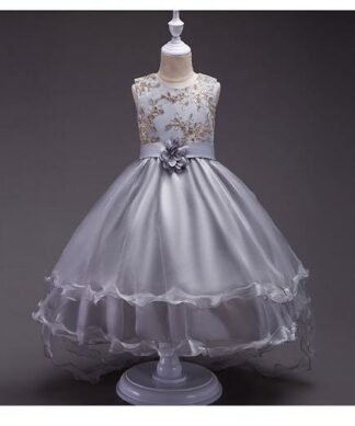 Girls Hi-Lo Special Occasion Dress- Grey