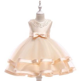 Girls Double Step Special Occasion Dress- Champagne