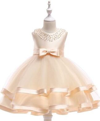 Girls Double Step Special Occasion Dress- Champagne