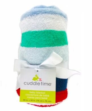 Cuddle Time Newborn Baby Micro Plush Stripped Fleece Blanket