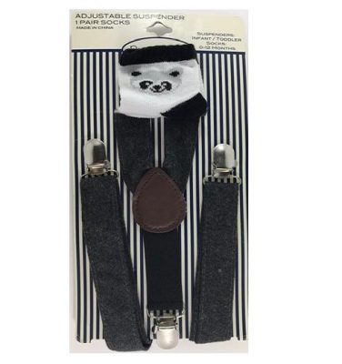 Rising Star Bootie & Suspender Set - Dark Grey