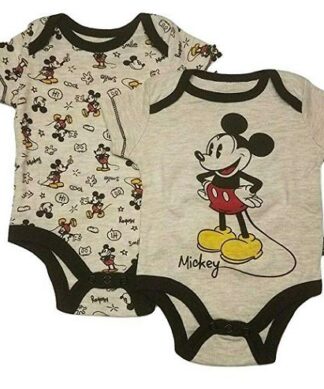 Disney Mickey Mouse Baby Boy Bodysuit -2 Pack Grey
