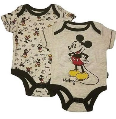 Disney Mickey Mouse Baby Boy Bodysuit -2 Pack Grey