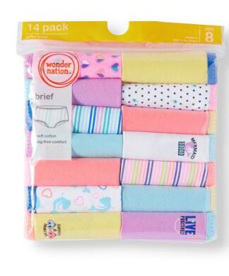Wonder Nation Girls 14-Pack 100% Cotton Underwear Pant