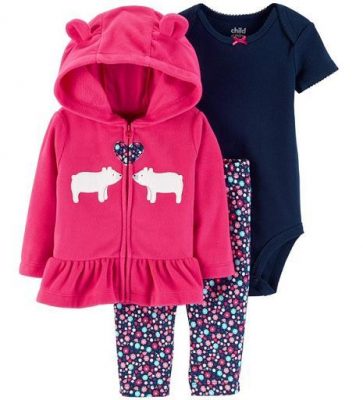 Carter's Child Of Mine Baby Girl Hoodie, Bodysuit & Pant Set