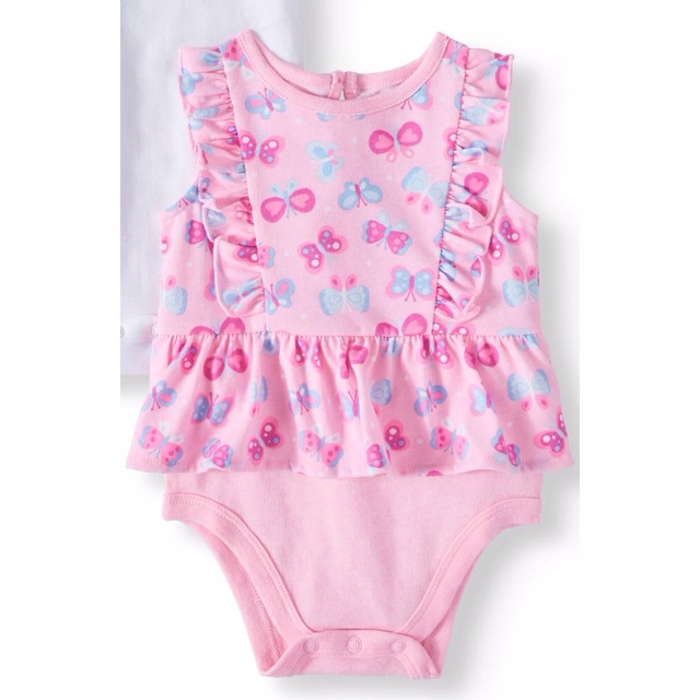 Garanimals Baby Girl Peplum Flutter Bodysuit – Pink