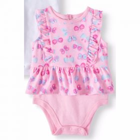 Garanimals Baby Girl Peplum Flutter Bodysuit – Pink
