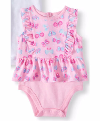 Garanimals Baby Girl Peplum Flutter Bodysuit – Pink