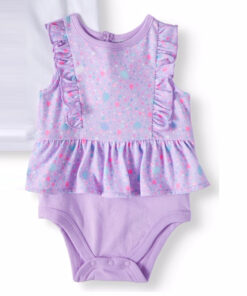 Garanimals Baby Girl Peplum Flutter Bodysuit – Purple