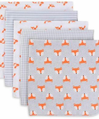Gerber Newborn Baby Boys Fox Flannel Receiving Blanket -5 Pks