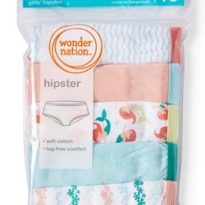 Wonder Nation Girls' Brief Underwear, 14 Pack 100% Cotton Panties