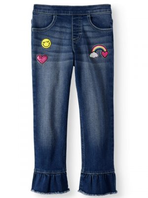 Garanimals 365 Kids Kick Ruffle Cropped Denim Pant Girls Trouser Pant