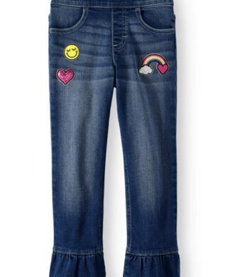 Garanimals 365 Kids Kick Ruffle Cropped Denim Pant Girls Trouser Pant