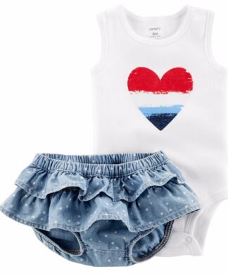 Carter's Baby Girl 2 Piece Sleeveless Bodysuit Tank & Ruffle Skirt Outfit Set