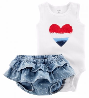Carter's Baby Girl 2 Piece Sleeveless Bodysuit Tank & Ruffle Skirt Outfit Set
