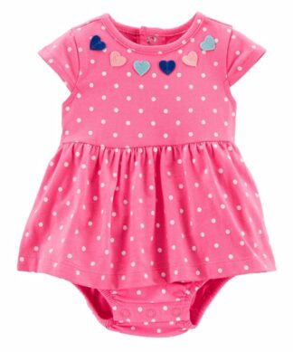 Carter's Baby Girl's Polka Dot Hearts Dress Sunsuit